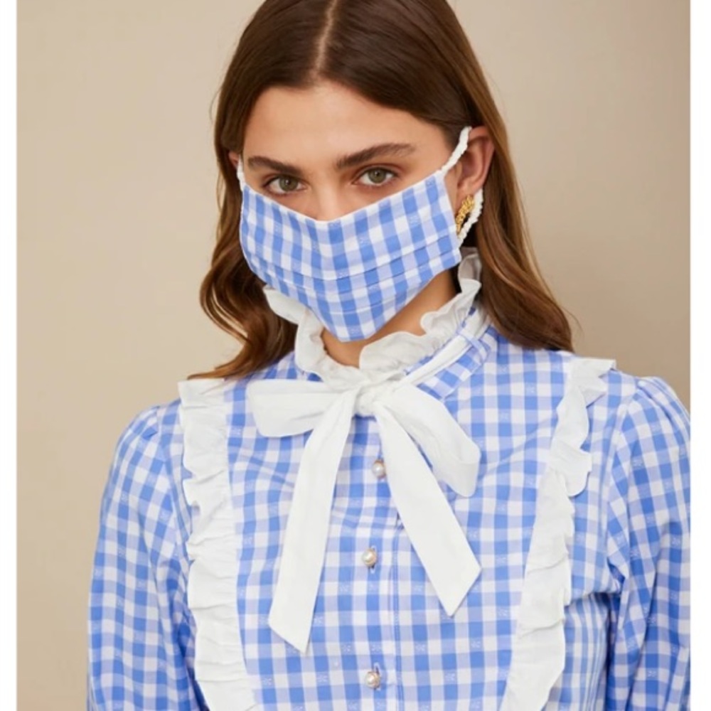 Sister Jane the Grand carousel Giggle Gingham Bow Blouse and face mask set
